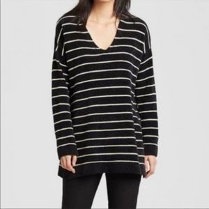 Eileen Fisher Striped Chenille Organic Cotton V-neck Sweater